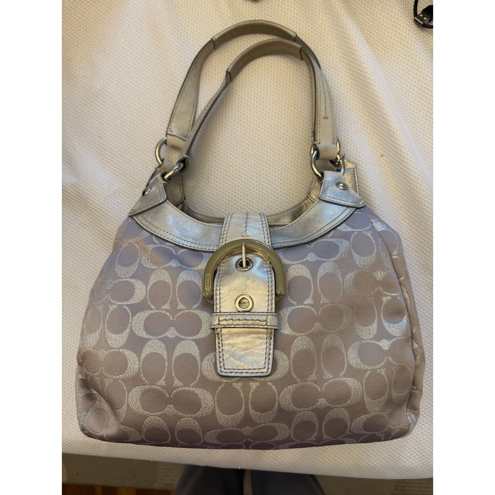 Coach F18911 Soho Hobo Bag Signature Gray Silver Canvas Leather 2011